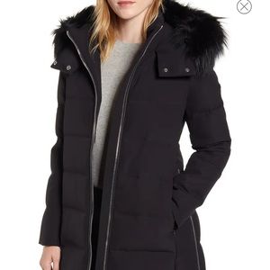 Down Hooded Jacket with Genuine Fox Fur Trim
